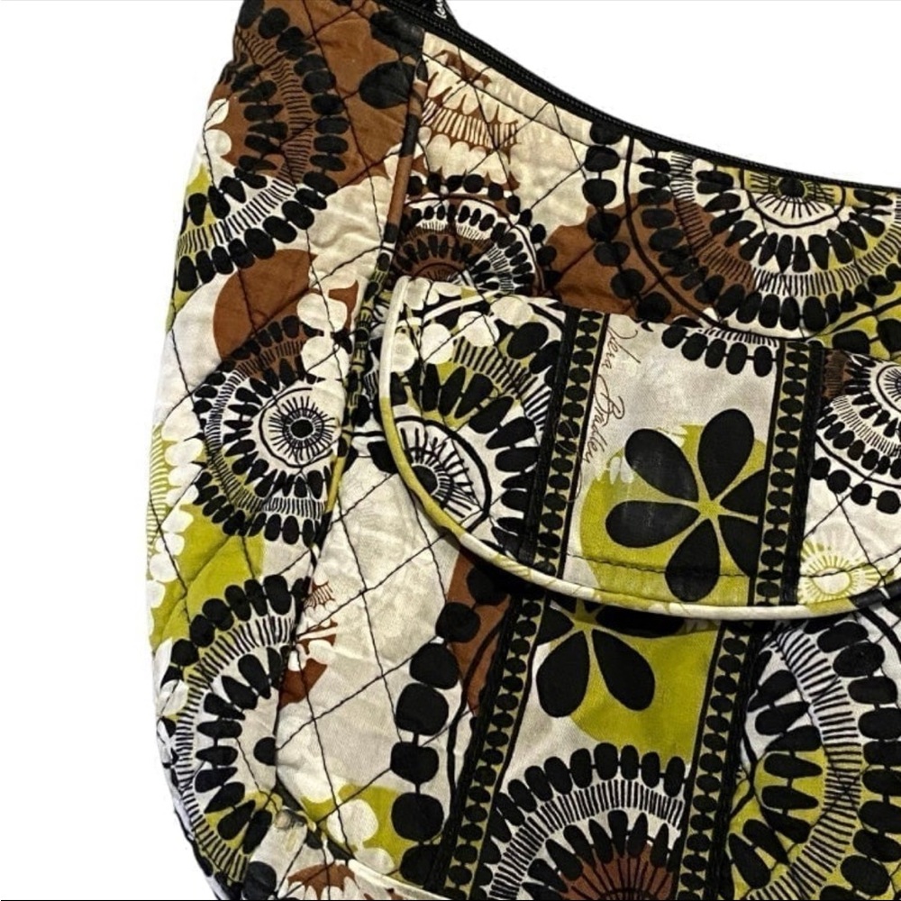 Vera Bradley Crossbody Bag Brown Green Black Quilted Boho Y2K Festival Granola - Picture 3 of 11